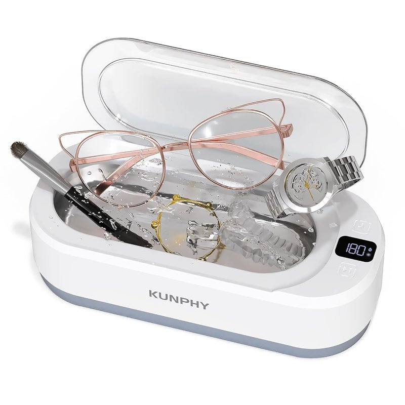 KUNPHY Ultrasonic Retainer Cleaner, 46KHz Professional Ultrasonic Jewelry Cleaner, Retainer Cleaner Machine for Dentures, Braces, Aligner, Dental Appliances - Image 1